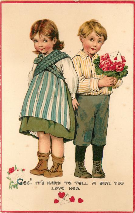 Gee It's Hard To Tell A Girl You Love Her - Love and Youth Valentine - Tuck postcard